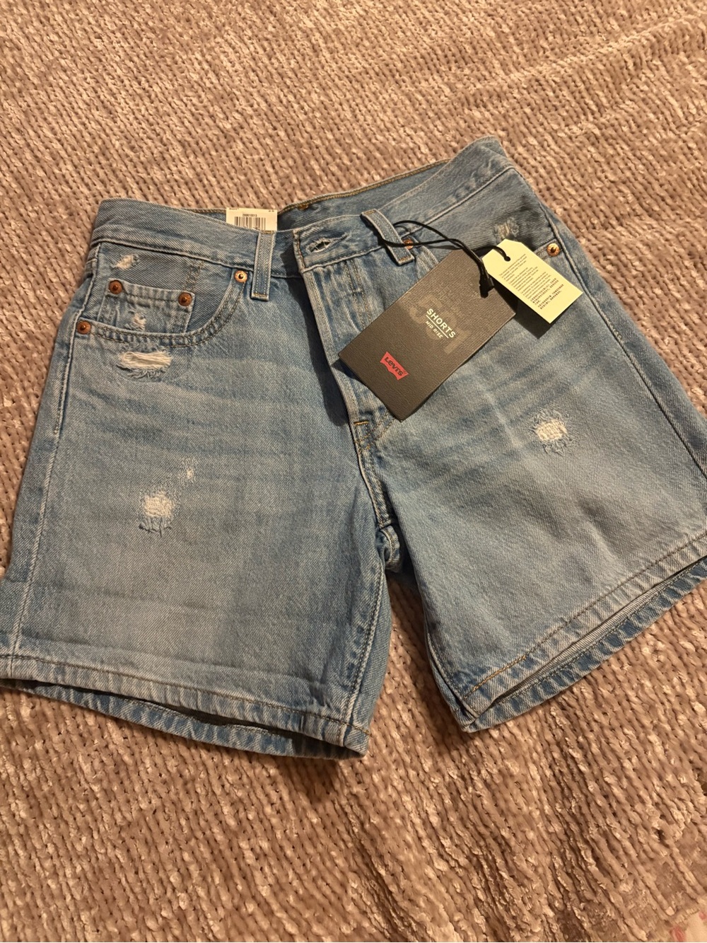 Levi's Men's Light Blue Distressed Denim Shorts